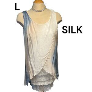 BELLA Ombre Dress Lined Size Large Stretchy 60% Silk Made In Italy Flowy Layered